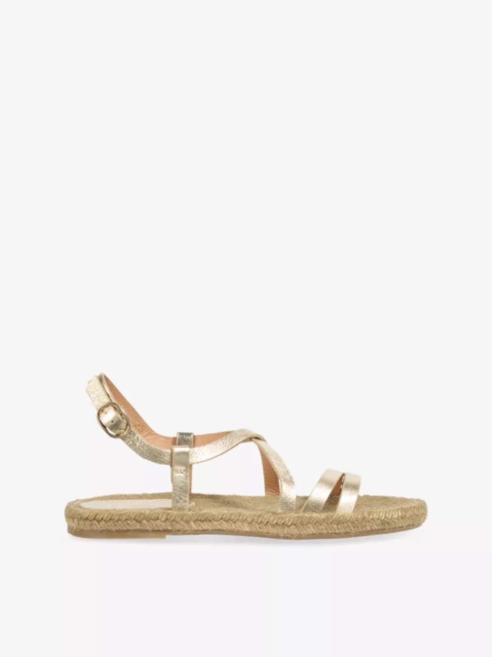 LK Bennett Indie Multi Strap Espadrilles Pale Gold Leather Size EU 37/US 6.5/7